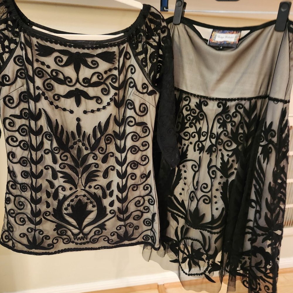 "Vintage" Two-Piece Dress - Black Lace Size Medium